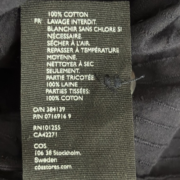 COS Mixed Media Wool & Cotton Layered Look Dress in Navy - Size XS - Picture 7 of 7